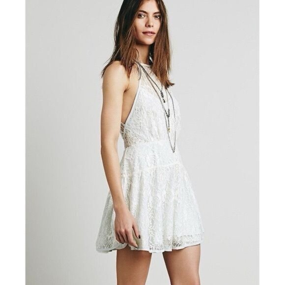 NWT Free People White Lace A-Line Mini Dress | Romantic Grunge Fairy Coquette 8 - Picture 5 of 13